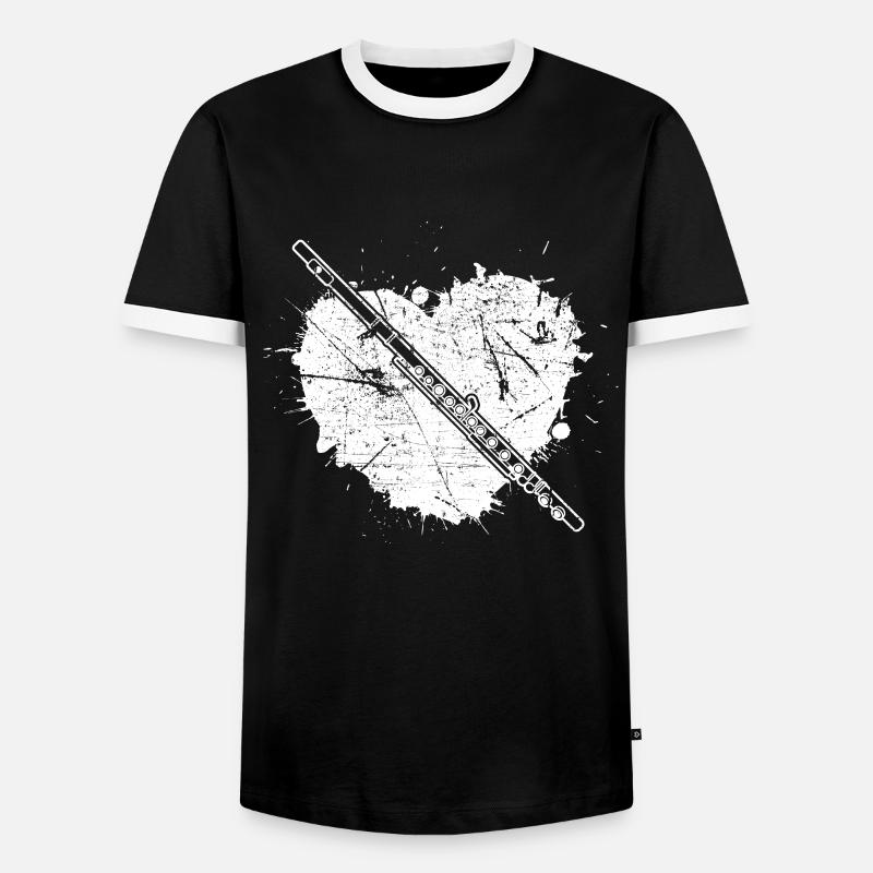 Querflöte Querflötenspieler Querflötist - Männer Kontrast-T-Shirt - Schwarz/Weiß