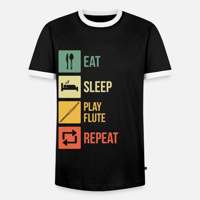Querflöte Querflötenspieler Querflötist - Männer Kontrast-T-Shirt - Schwarz/Weiß