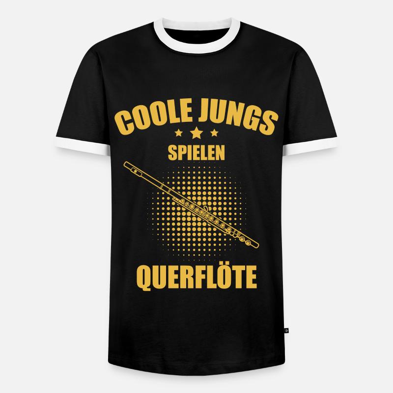 Querflöte Querflötenspieler Querflötist - Männer Kontrast-T-Shirt - Schwarz/Weiß