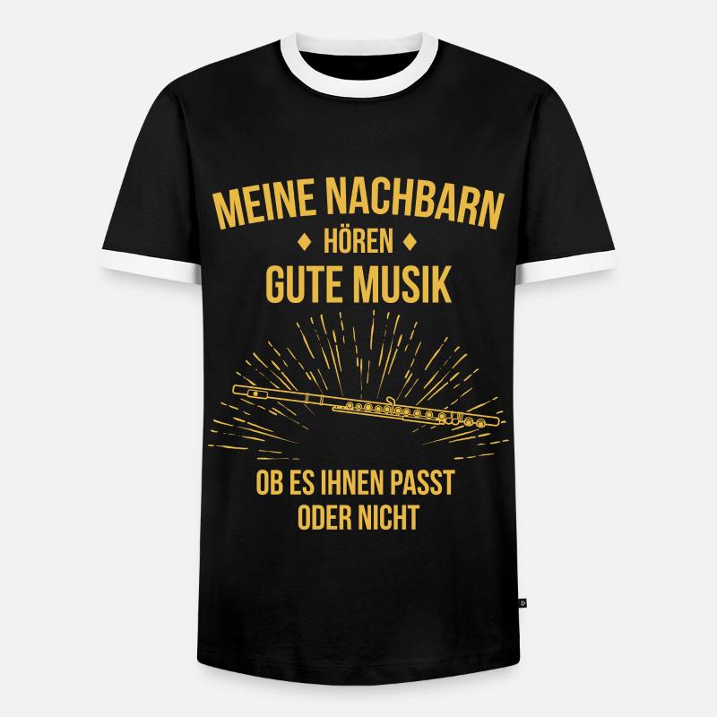 Querflöte Querflötenspieler Querflötist - Männer Kontrast-T-Shirt - Schwarz/Weiß