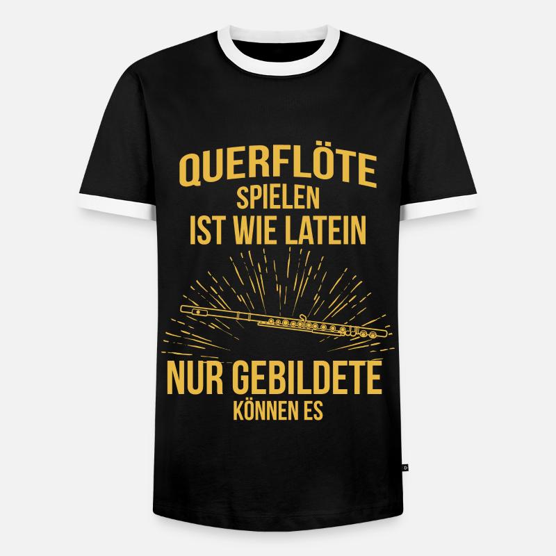 Querflöte Querflötenspieler Querflötist - Männer Kontrast-T-Shirt - Schwarz/Weiß