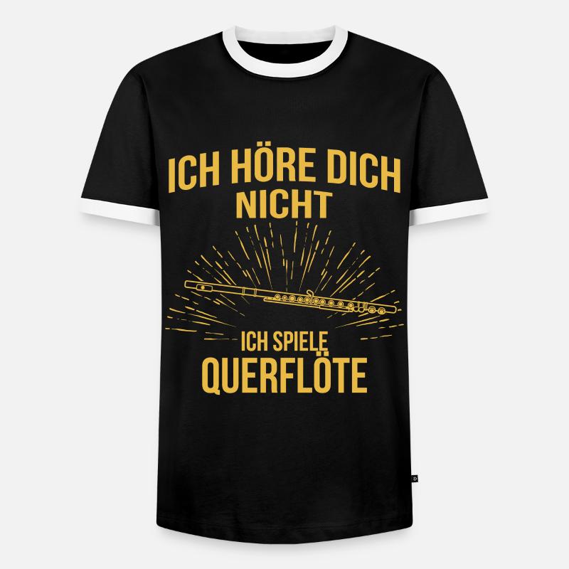 Querflöte Querflötenspieler Querflötist - Männer Kontrast-T-Shirt - Schwarz/Weiß