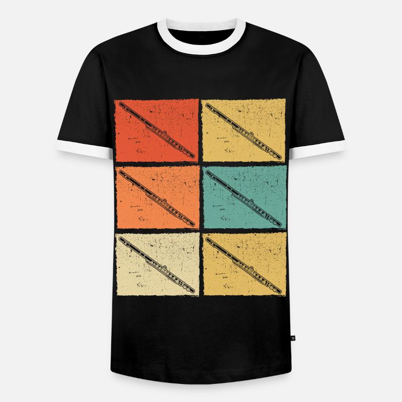 Querflöte Querflötenspieler Querflötist - Männer Kontrast-T-Shirt - Schwarz/Weiß