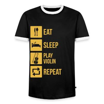 Violon Violoniste Violoniste - T-shirt contrasté Homme - noir/blanc - Devant - AI Model Female 172 light (172cm) & AI Model Male 178 light (178cm)
