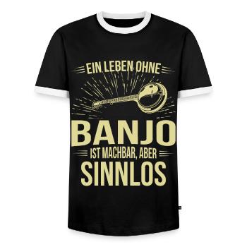 Banjo Banjospieler Banjoist - Männer Kontrast-T-Shirt - Schwarz/Weiß - Vorne - AI Model Female 172 light (172cm) & AI Model Male 178 light (178cm)