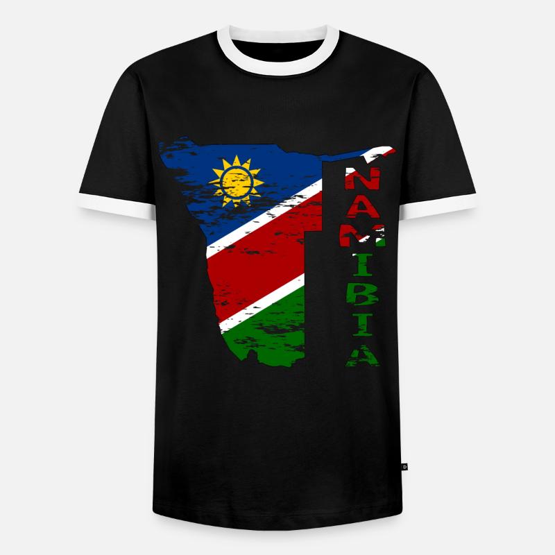 Namibia Map Flag used - Men's Ringer Shirt - black/white