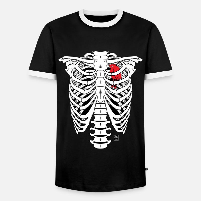 SKELETON - Männer Kontrast-T-Shirt - Schwarz/Weiß