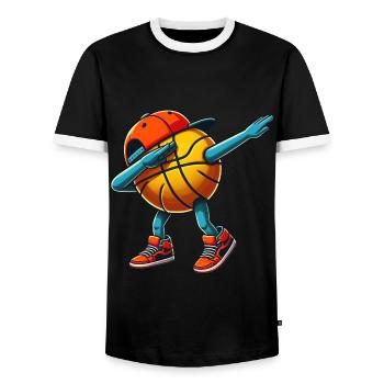 Basket-ball Basketteur Joueur Dabbing - T-shirt contrasté Homme - noir/blanc - Devant - AI Model Female 172 light (172cm) & AI Model Male 178 light (178cm)