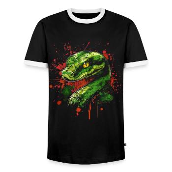 Snake - Men's Ringer Shirt - black/white - Front - AI Model Female 172 light (172cm) & AI Model Male 178 light (178cm)