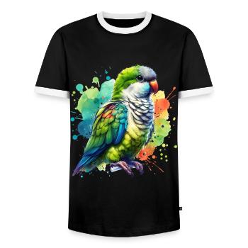 Cadeau Perruche moine - T-shirt contrasté Homme - noir/blanc - Devant - AI Model Female 172 light (172cm) & AI Model Male 178 light (178cm)