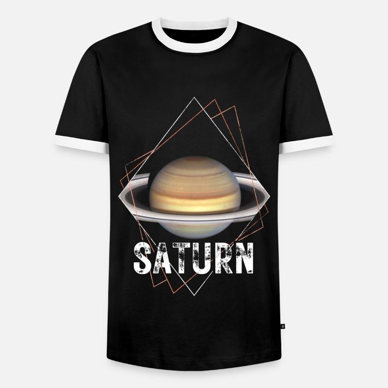 Saturn Planet Solar System - Men's Ringer Shirt - black/white