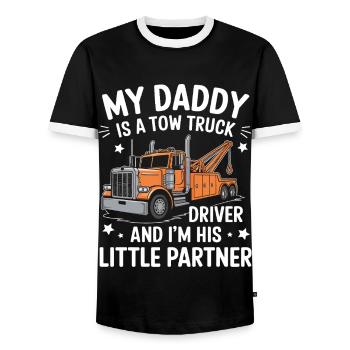 Tow Truck Truck Tow Truck - Men's Ringer Shirt - black/white - Front - AI Model Female 172 light (172cm) & AI Model Male 178 light (178cm)