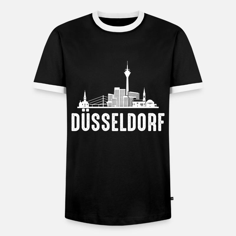 Düsseldorf - Männer Kontrast-T-Shirt - Schwarz/Weiß