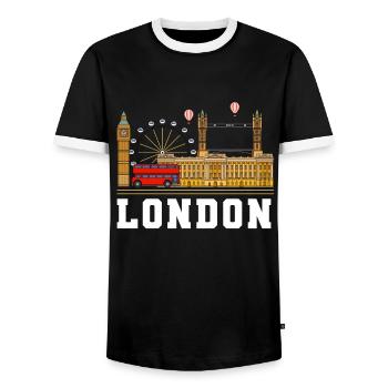 Londres - T-shirt contrasté Homme - noir/blanc - Devant - AI Model Female 172 light (172cm) & AI Model Male 178 light (178cm)