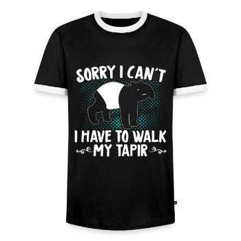 tapir - Men's Ringer Shirt - black/white - Front - AI Model Female 172 light (172cm) & AI Model Male 178 light (178cm)