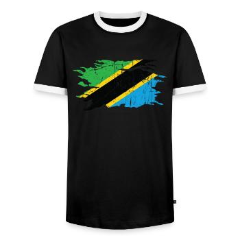 Tanzanie - T-shirt contrasté Homme - noir/blanc - Devant - AI Model Female 172 light (172cm) & AI Model Male 178 light (178cm)