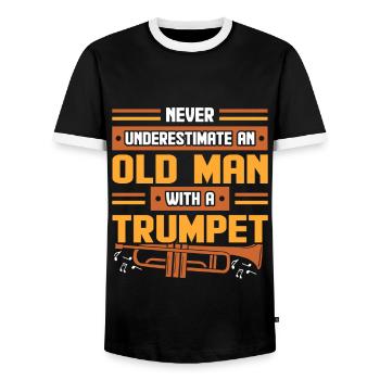 Trumpet - Men's Ringer Shirt - black/white - Front - AI Model Female 172 light (172cm) & AI Model Male 178 light (178cm)