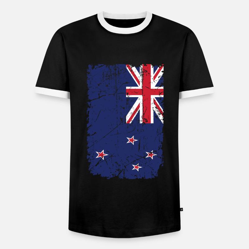 Neuseeland - Männer Kontrast-T-Shirt - Schwarz/Weiß