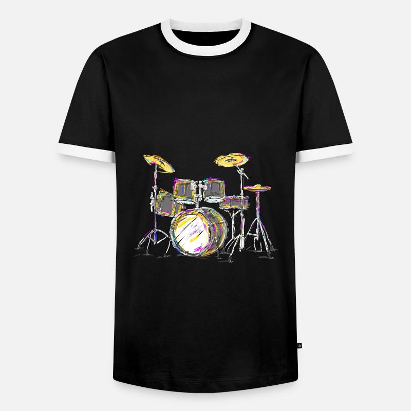 Drums - Men's Ringer Shirt - black/white