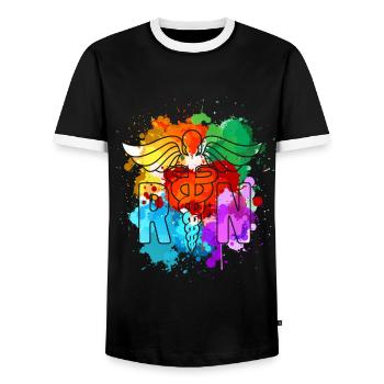 Infirmière infirmière - T-shirt contrasté Homme - noir/blanc - Devant - AI Model Female 172 light (172cm) & AI Model Male 178 light (178cm)