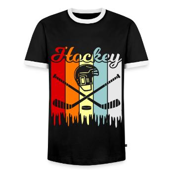 Hockey sur glace - T-shirt contrasté Homme - noir/blanc - Devant - AI Model Female 172 light (172cm) & AI Model Male 178 light (178cm)