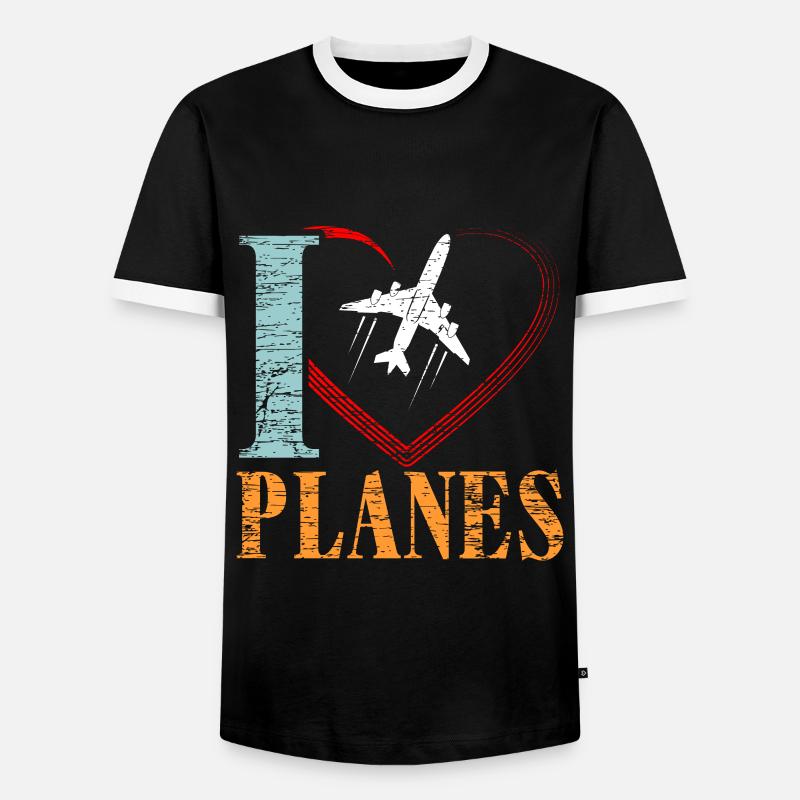 plane - Men's Ringer Shirt - black/white