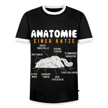 Katze - Männer Kontrast-T-Shirt - Schwarz/Weiß - Vorne - AI Model Female 172 light (172cm) & AI Model Male 178 light (178cm)