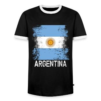 Argentine - T-shirt contrasté Homme - noir/blanc - Devant - AI Model Female 172 light (172cm) & AI Model Male 178 light (178cm)