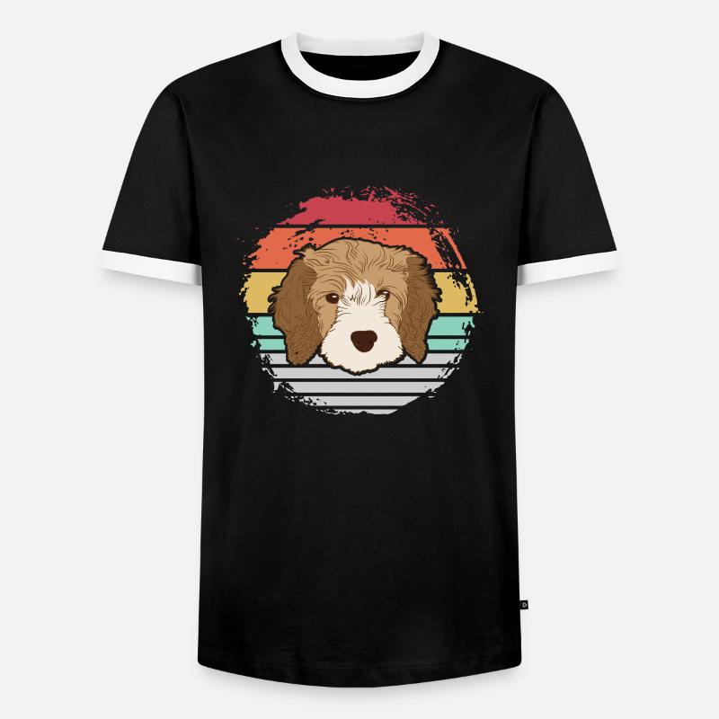 Cavapoo dog - Men's Ringer Shirt - black/white