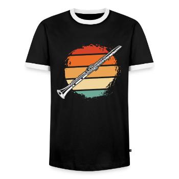 Clarinette instrument de musique chemise joueur de bande - T-shirt contrasté Homme - noir/blanc - Devant - AI Model Female 172 light (172cm) & AI Model Male 178 light (178cm)