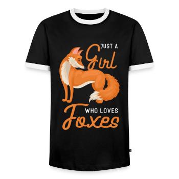 Fuchs - Männer Kontrast-T-Shirt - Schwarz/Weiß - Vorne - AI Model Female 172 light (172cm) & AI Model Male 178 light (178cm)