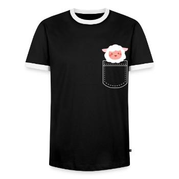 sheep - Men's Ringer Shirt - black/white - Front - AI Model Female 172 light (172cm) & AI Model Male 178 light (178cm)