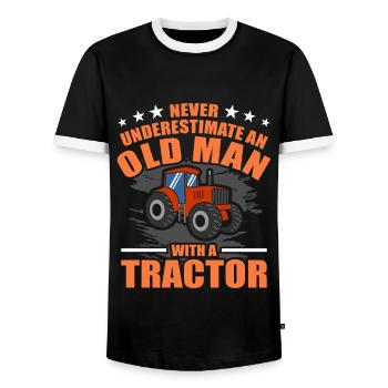 tractor - Men's Ringer Shirt - black/white - Front - AI Model Female 172 light (172cm) & AI Model Male 178 light (178cm)