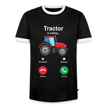 tractor - Men's Ringer Shirt - black/white - Front - AI Model Female 172 light (172cm) & AI Model Male 178 light (178cm)