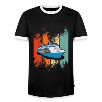 Kreuzfahrtschiff - Männer Kontrast-T-Shirt - Schwarz/Weiß - Vorne - AI Model Female 172 light (172cm) & AI Model Male 178 light (178cm)