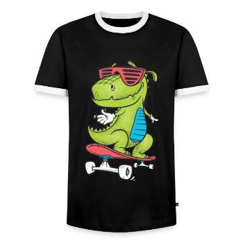 dinosaur - Men's Ringer Shirt - black/white - Front - AI Model Female 172 light (172cm) & AI Model Male 178 light (178cm)