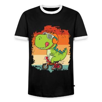dinosaur - Men's Ringer Shirt - black/white - Front - AI Model Female 172 light (172cm) & AI Model Male 178 light (178cm)