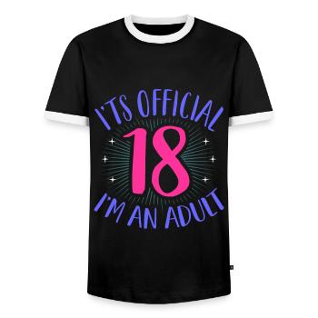 18th birthday - Men's Ringer Shirt - black/white - Front - AI Model Female 172 light (172cm) & AI Model Male 178 light (178cm)