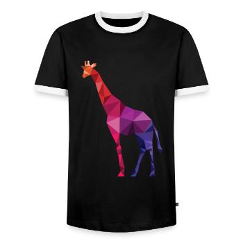 giraffe - Men's Ringer Shirt - black/white - Front - AI Model Female 172 light (172cm) & AI Model Male 178 light (178cm)