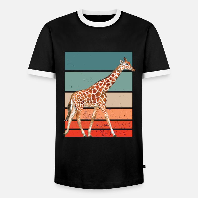 Giraffe - Männer Kontrast-T-Shirt - Schwarz/Weiß