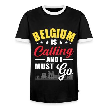 Belgien - Männer Kontrast-T-Shirt - Schwarz/Weiß - Vorne - AI Model Female 172 light (172cm) & AI Model Male 178 light (178cm)