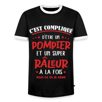 Pompier râleur cadeau drôle fête des pères - T-shirt contrasté Homme - noir/blanc - Devant - AI Model Female 172 light (172cm) & AI Model Male 178 light (178cm)