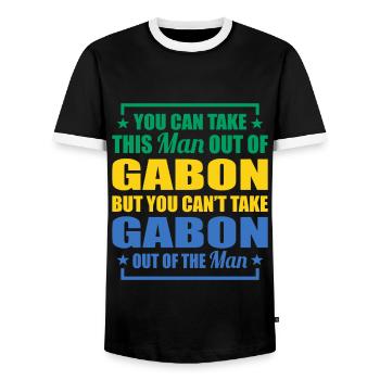 Gabon Africa Gift Idea - Men's Ringer Shirt - black/white - Front - AI Model Female 172 light (172cm) & AI Model Male 178 light (178cm)