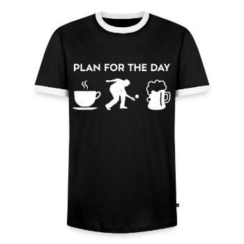 Drôle de café boccia pétanque joueur de pétanque de bière - T-shirt contrasté Homme - noir/blanc - Devant - AI Model Female 172 light (172cm) & AI Model Male 178 light (178cm)