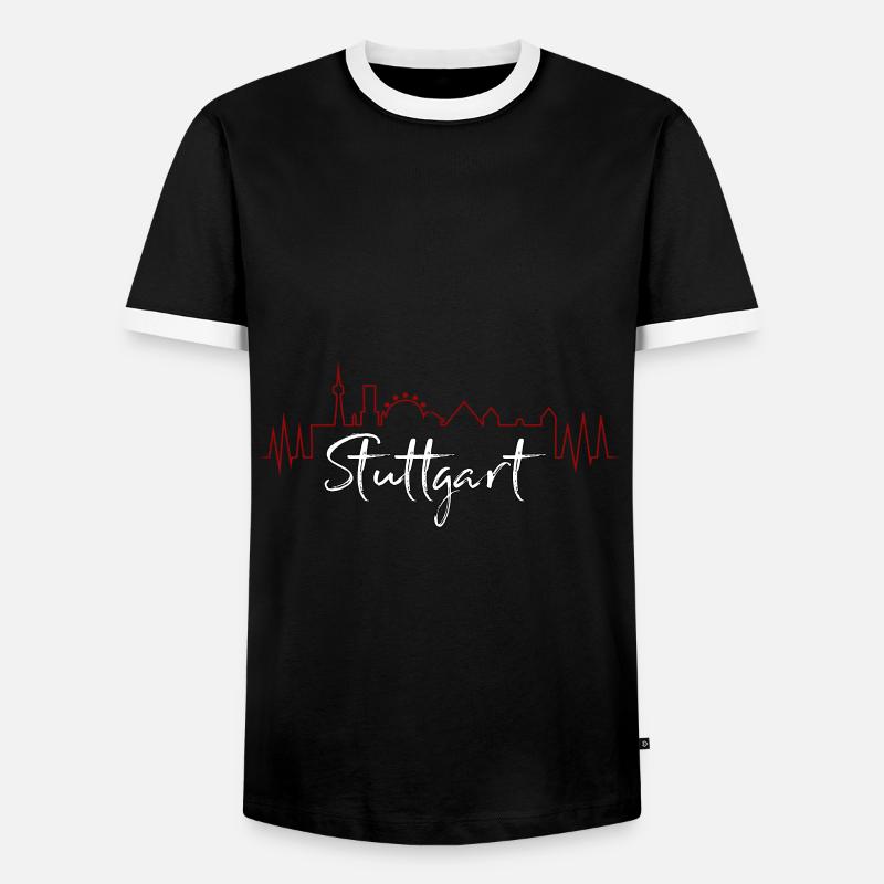 Stuttgart - Männer Kontrast-T-Shirt - Schwarz/Weiß
