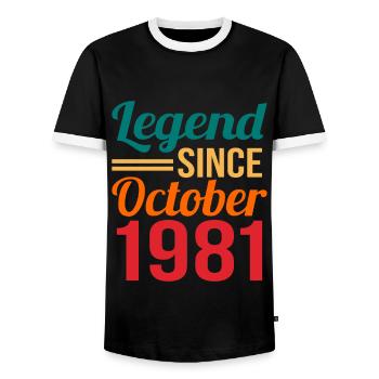 1981 - Men's Ringer Shirt - black/white - Front - AI Model Female 172 light (172cm) & AI Model Male 178 light (178cm)
