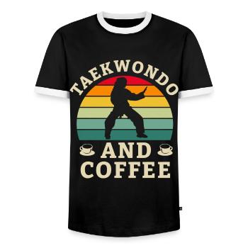 Taekwondo Taekwondoin Tae kwon do Kampfsport - Männer Kontrast-T-Shirt - Schwarz/Weiß - Vorne - AI Model Female 172 light (172cm) & AI Model Male 178 light (178cm)