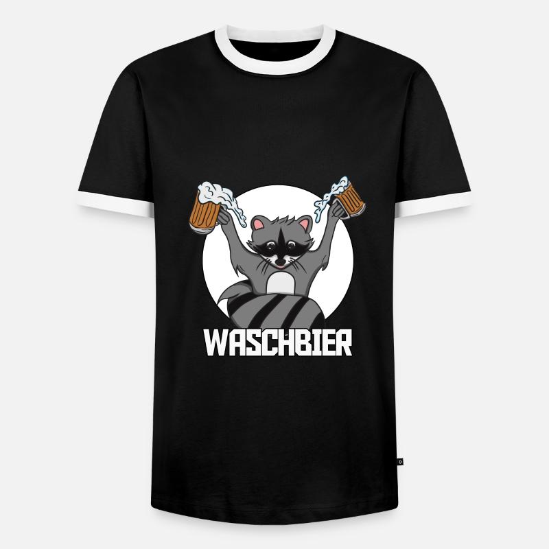 Waschbier Waschbär Bier Geschenk - Männer Kontrast-T-Shirt - Schwarz/Weiß