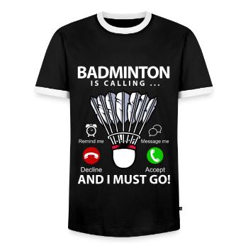 Lustiger Pickleball Badminton Federball - Männer Kontrast-T-Shirt - Schwarz/Weiß - Vorne - AI Model Female 172 light (172cm) & AI Model Male 178 light (178cm)