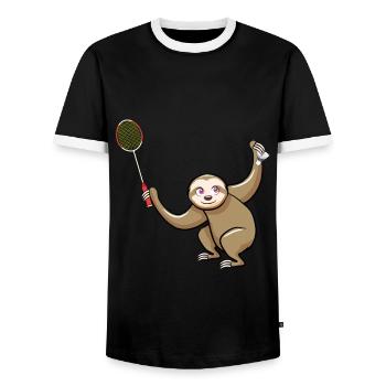 Lustiger Pickleball Badminton Federball - Männer Kontrast-T-Shirt - Schwarz/Weiß - Vorne - AI Model Female 172 light (172cm) & AI Model Male 178 light (178cm)